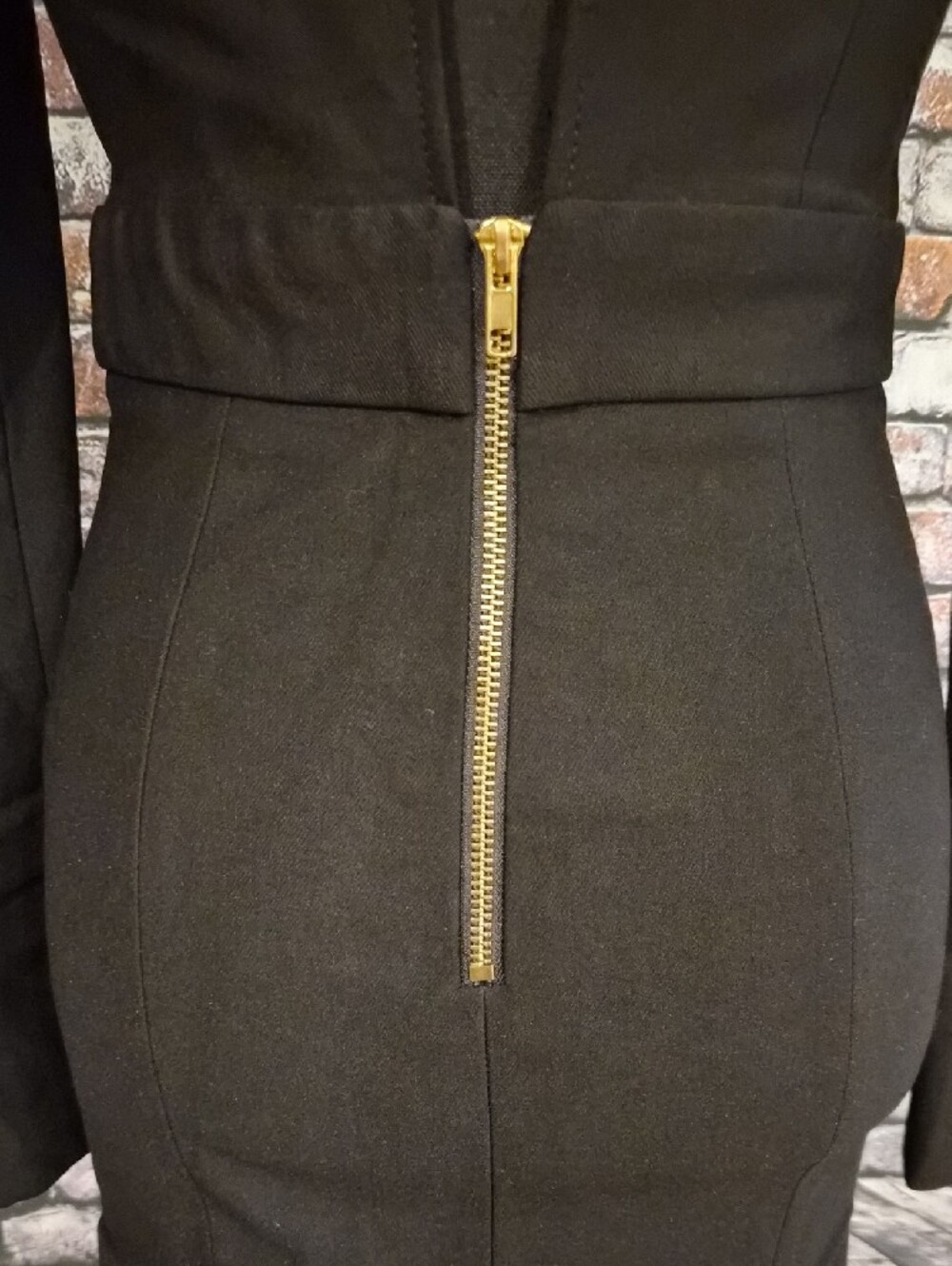 AKIRA Black Long-Sleeve Mini Dress with Gold Button Accents - Picture 8 of 10